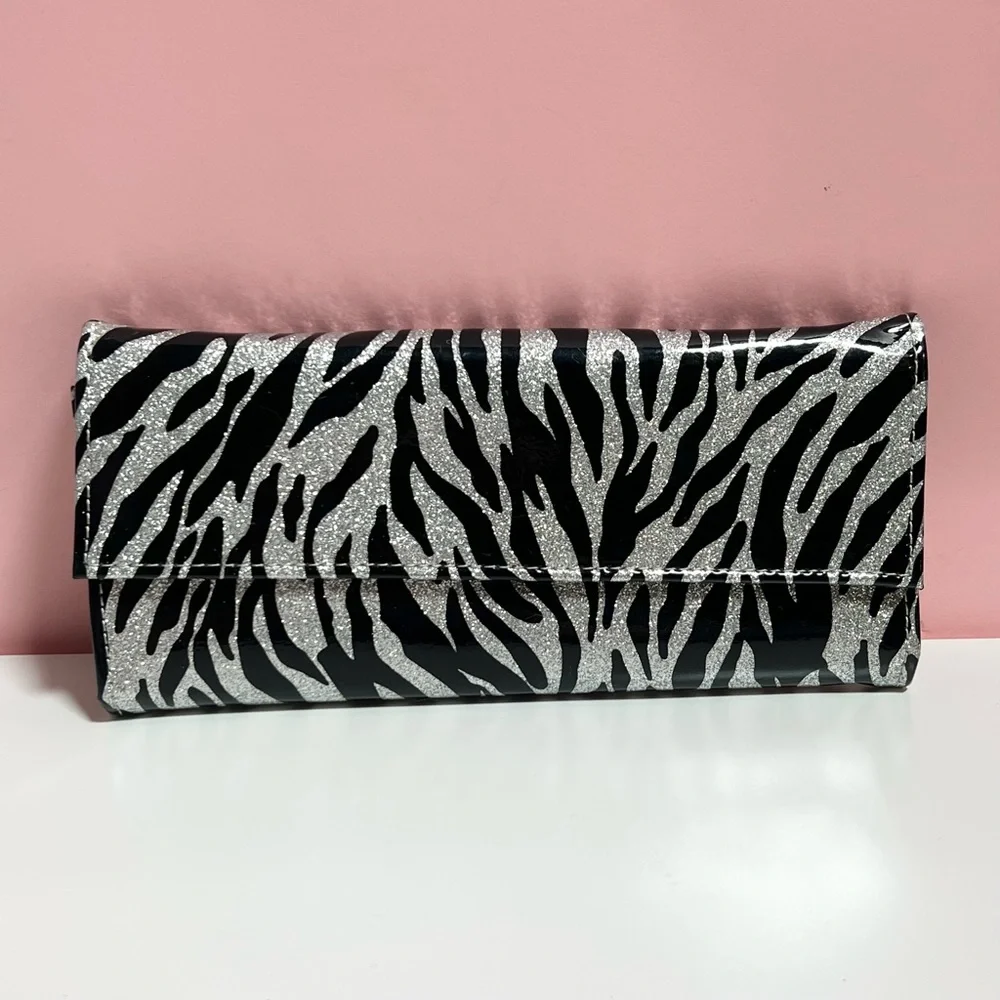 Vintage Y2K mcbling zebra glitter animal print wallet